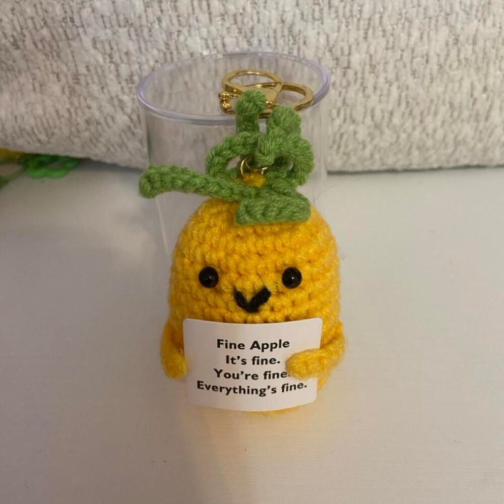 Handmade Crocheted Keychain Positive Pineapple